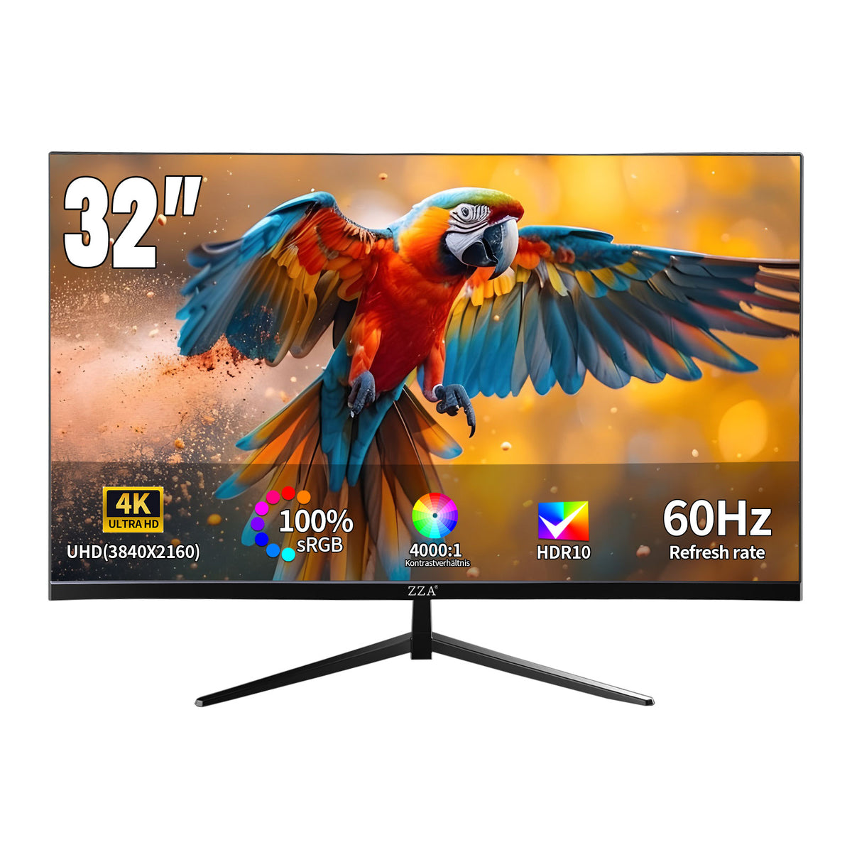 32 Inch 4K UHD Monitor (3840x2160), IPS,60Hz Refresh Rate, 120% sRGB, AMD FreeSync, 178° Viewing Angle, HDMI/DisplayPort, VESA 100x100mm Mount Compatible, Tilt Adjustable - Black