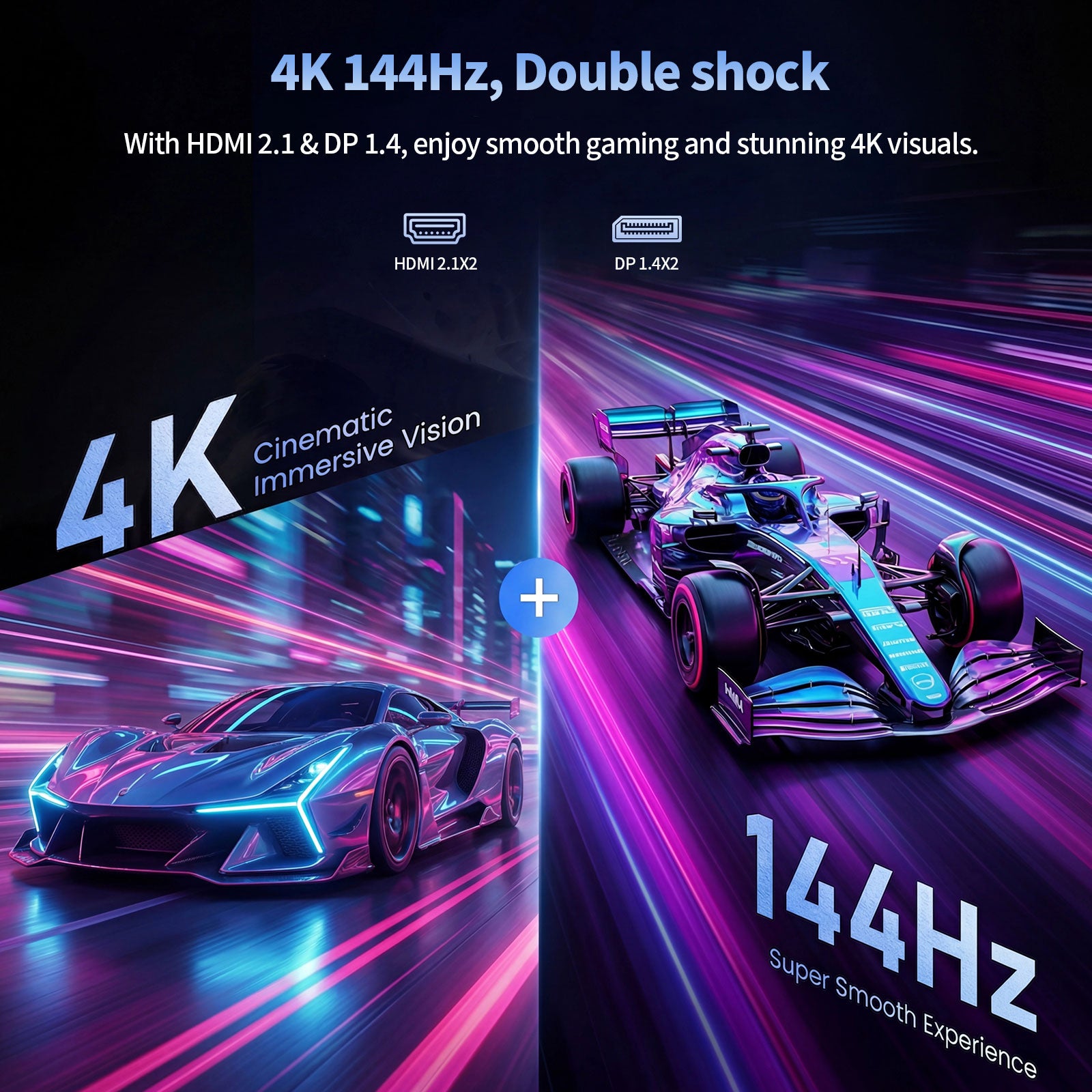27 Inch 4K Gaming Monitor,UHD(3840x2160) 4K 144Hz Flat Monitor, Adaptive Sync,HDMI 2.1 & DP 1.4,Tilt Adjustment PC Monitor, Wall Mountable, for Work, Streaming, and Home Office, Black