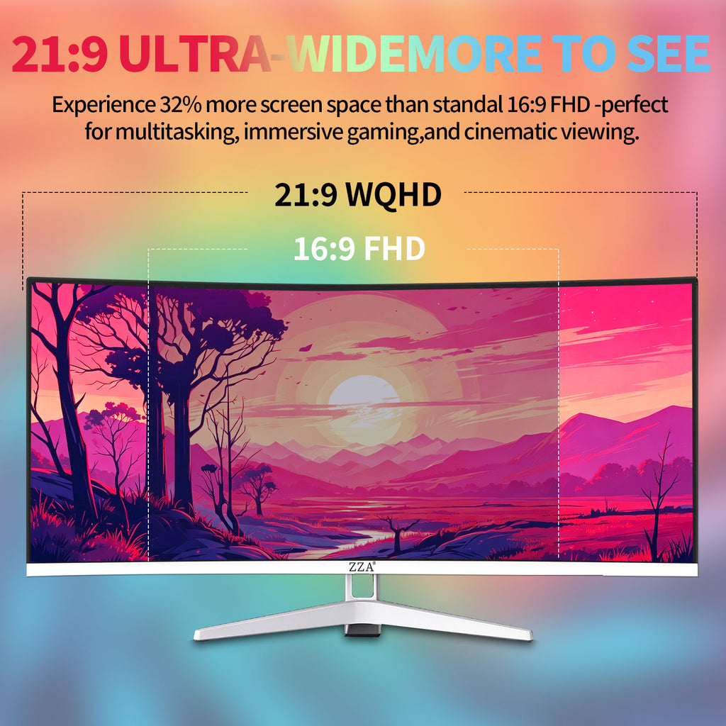 34 Inch Ultrawide Curved Monitor Built in Speakers 4K Gaming Computer Monitor 100Hz, WQHD(3440x1440P) Curved 3800R 21:9 Ultra Wide PC Display, 130% sRGB, HDMI &DP, VESA Mount Compatible-White