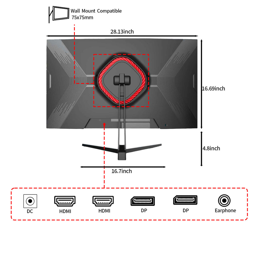 27 inch 4K UHD Monitor,75Hz Refresh Rate,HDR10,HDMI 2.0×2/DP 1.2×2,Compatible with Wall Mounting,Ideal for Business & Office Work