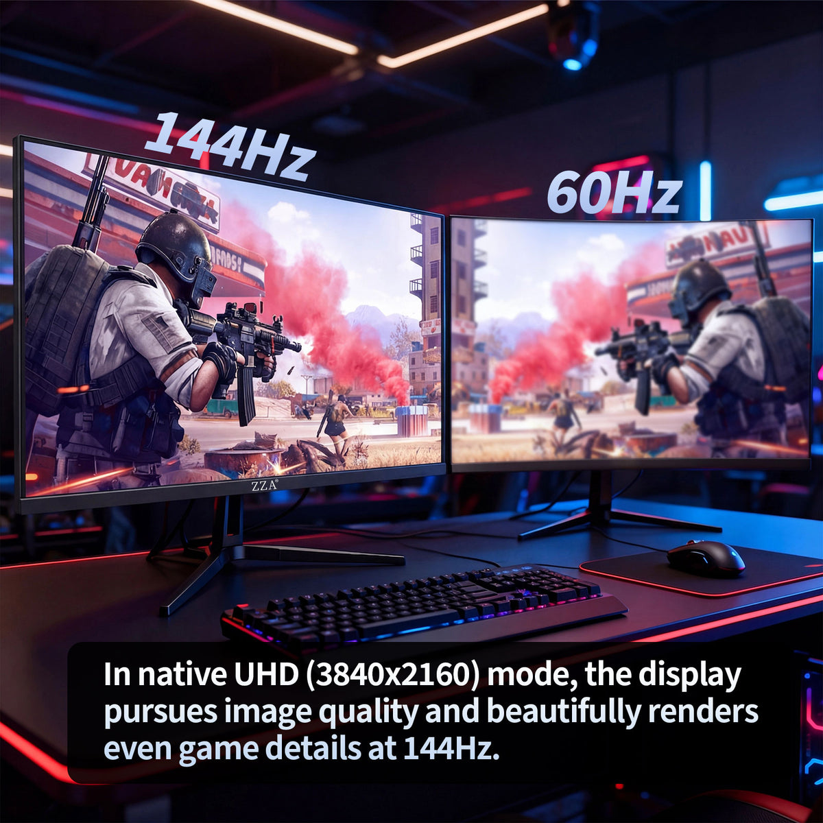 27 Inch 4K Gaming Monitor,UHD(3840x2160) 4K 144Hz Flat Monitor, Adaptive Sync,HDMI 2.1 & DP 1.4,Tilt Adjustment PC Monitor, Wall Mountable, for Work, Streaming, and Home Office, Black