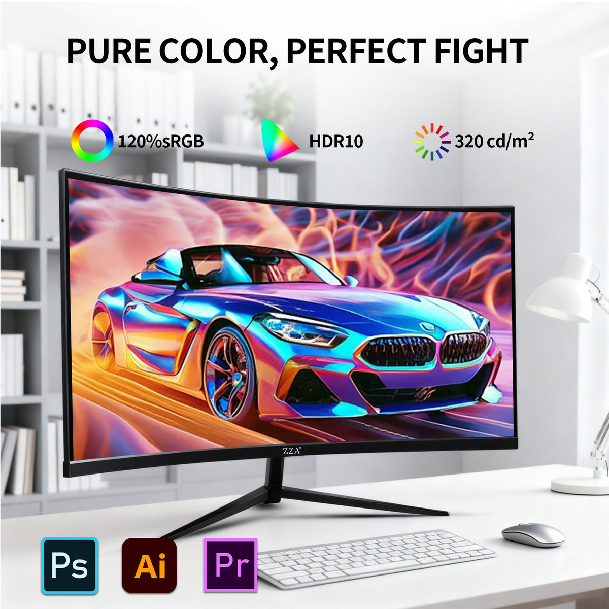 32 Inch Curved Monitor,1440p VA Screen 165Hz, 1500R Curved Gming Monitor,Computer Monitor 1ms,FreeSync & G-Sync, HDR10, 120% sRGB Coverage, DP/HDMI, PC Monitor VESA Mount Compatible