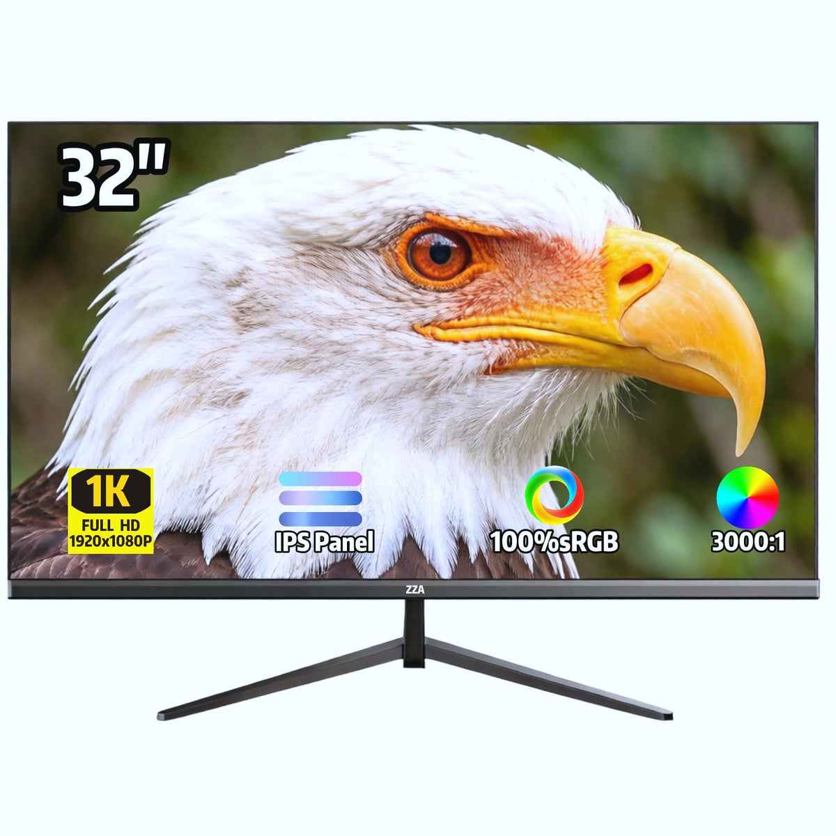 32 Inch 1K FHD Monitor (1920x1080), IPS,60Hz Refresh Rate,AMD FreeSync, 178° Viewing Angle,VESA 100x100mm Mount Compatible, Tilt Adjustable - Black