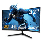 32 Inch Curved Gaming Monitor 300Hz, QHD 1440p 2K Computer Monitor, 1ms (GTG) 1500R VA Panel, HDR10, AMD FreeSync Premium, Eye Care, Adjustable Stand, HDMI 2.1 & DP 1.4, for PC PS5 Xbox