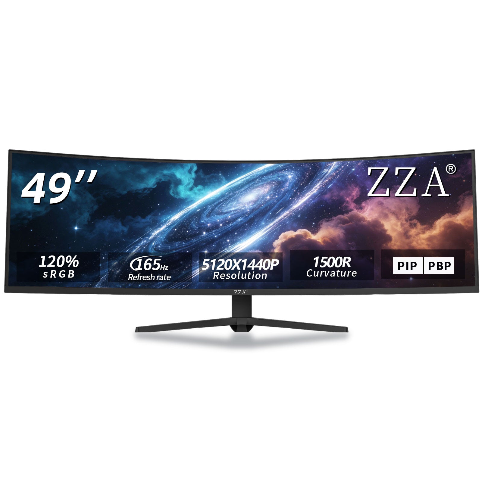 49 Curved Gaming Monitor | 5120x1440 Dual QHD, 165Hz/144Hz, 1500R, 32:9 Ultra-Wide, AMD FreeSync, 120% sRGB, Height Adjustable, HDMI 2.1 & DisplayPort 1.4, VESA Mount, Black