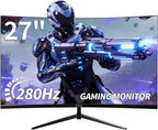 ZZA 27" Curved Gaming Monitor, FHD 1080P VA, 280Hz 1ms, 1800R, AMD FreeSync Premium, HDR, HDMI DP, PC Console Gaming Monitor