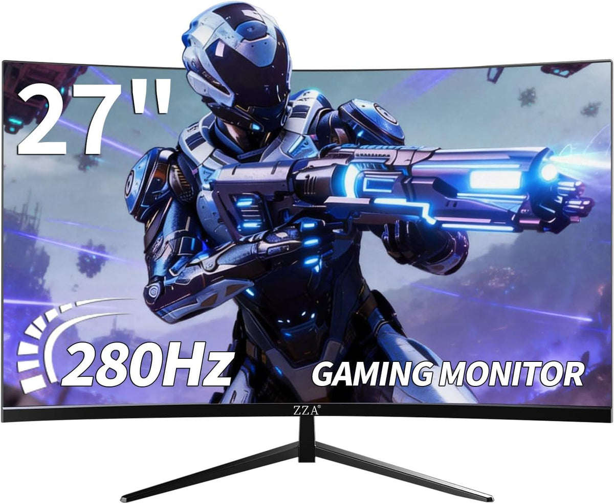 ZZA 27" Curved Gaming Monitor, FHD 1080P VA, 280Hz 1ms, 1800R, AMD FreeSync Premium, HDR, HDMI DP, PC Console Gaming Monitor