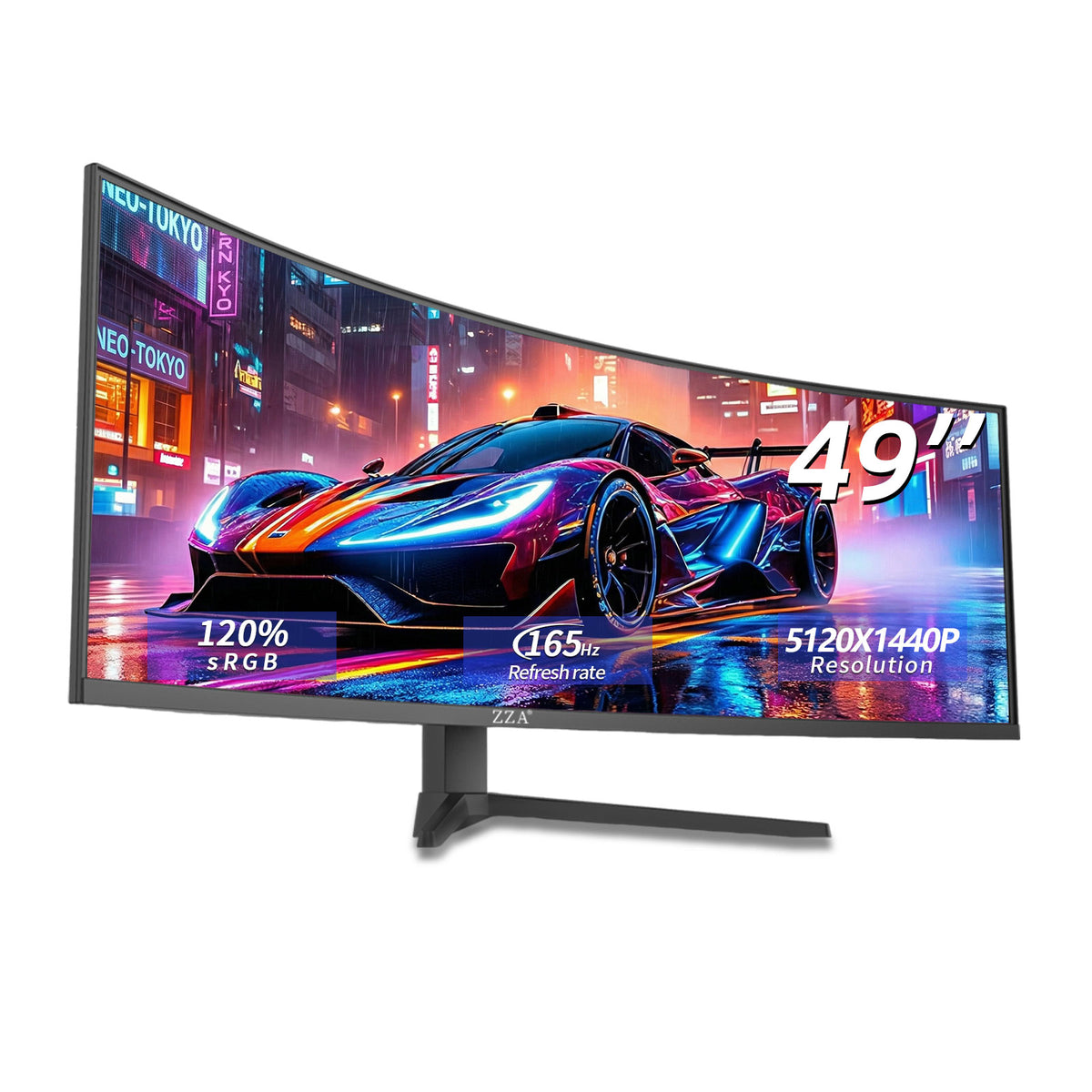 49 Curved Gaming Monitor | 5120x1440 Dual QHD, 165Hz/144Hz, 1500R, 32:9 Ultra-Wide, AMD FreeSync, 120% sRGB, Height Adjustable, HDMI 2.1 & DisplayPort 1.4, VESA Mount, Black