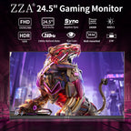 ZZA 24.5 inch Gaming Monitor 240Hz Curved Computer Monitor FHD 1080P, VA Panel with 1ms MPRT, FreeSync, HDMI DP, VESA Mount for Pc Gaming,PS5, and Home Office
