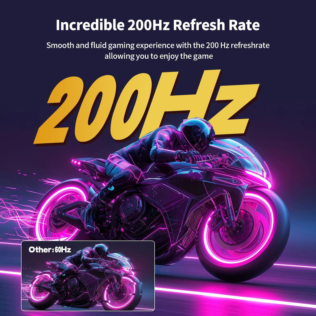 24 Inch Gaming Monitor 200Hz, FHD 1080P Computer Screen, FreeSync, 3000:1 Contrast, 120% sRGB, HDMI & DP Ports, VESA Mount, HDMI Cable Included