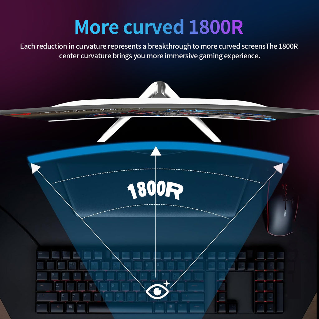 27 inch White Gaming Monitor,240-300Hz Curved Monitor,Full HD 1080P Computer Monitor,Eye-Care Display with HDMI,DP,FreeSync,Wall Mountable for Office and Home