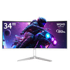 34'' Gaming Monitor-165Hz/180Hz WQHD (3440x1440P) Ultrawide 34 White Curved Monitor,FreeSync for Tear-Free Gaming,120% sRGB, HDMI 2.1 & DP 1.4,PBP Mode,Wall Mountable