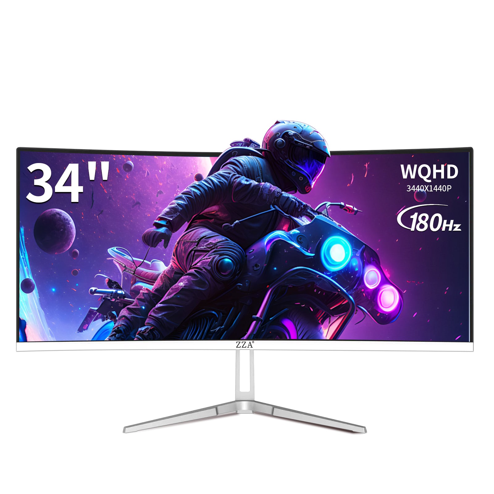 34'' Gaming Monitor-165Hz/180Hz WQHD (3440x1440P) Ultrawide 34 White Curved Monitor,FreeSync for Tear-Free Gaming,120% sRGB, HDMI 2.1 & DP 1.4,PBP Mode,Wall Mountable