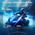 ZZA 27" Curved Gaming Monitor, FHD 1080P VA, 280Hz 1ms, 1800R, AMD FreeSync Premium, HDR, HDMI DP, PC Console Gaming Monitor