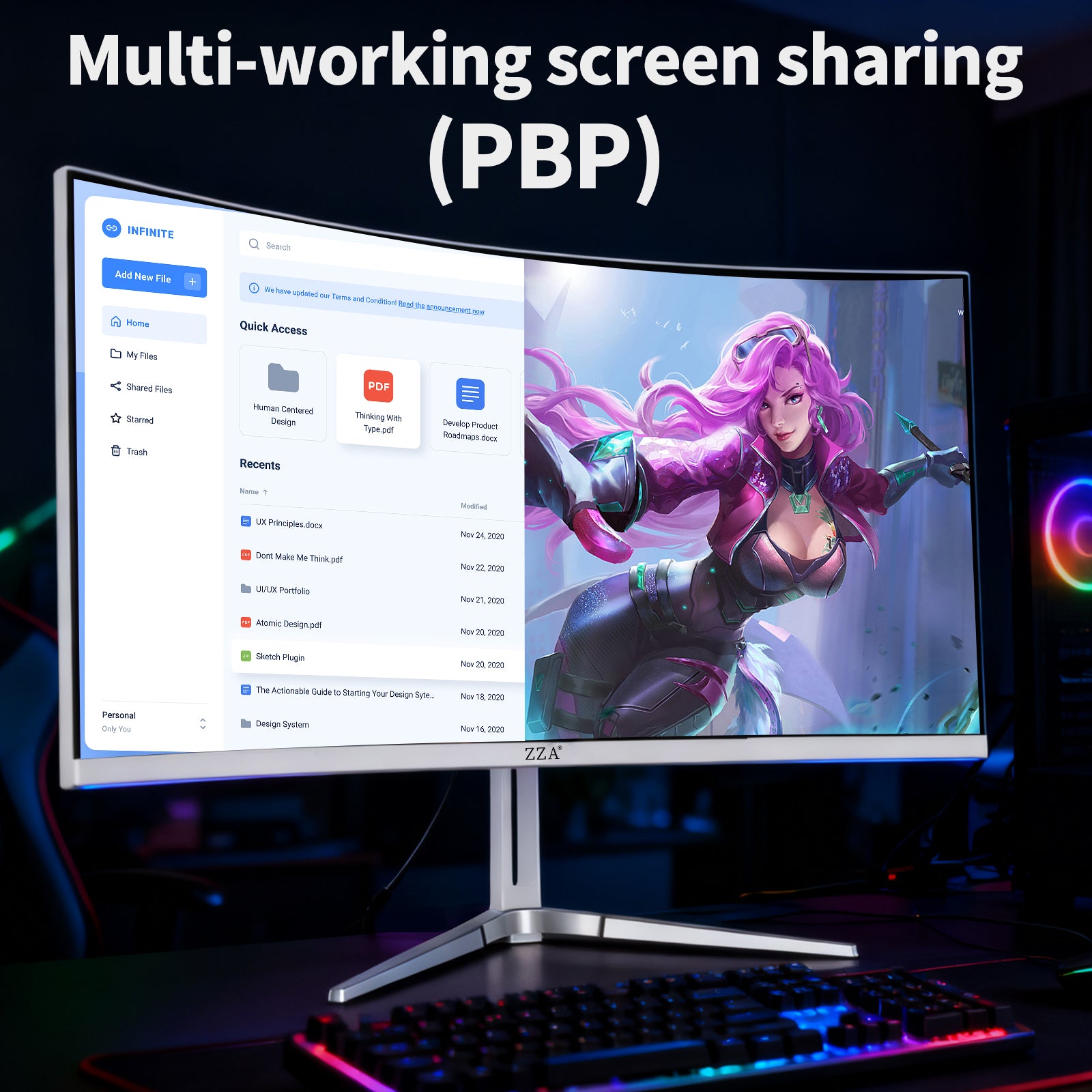 34'' Gaming Monitor-165Hz/180Hz WQHD (3440x1440P) Ultrawide 34 White Curved Monitor,FreeSync for Tear-Free Gaming,120% sRGB, HDMI 2.1 & DP 1.4,PBP Mode,Wall Mountable