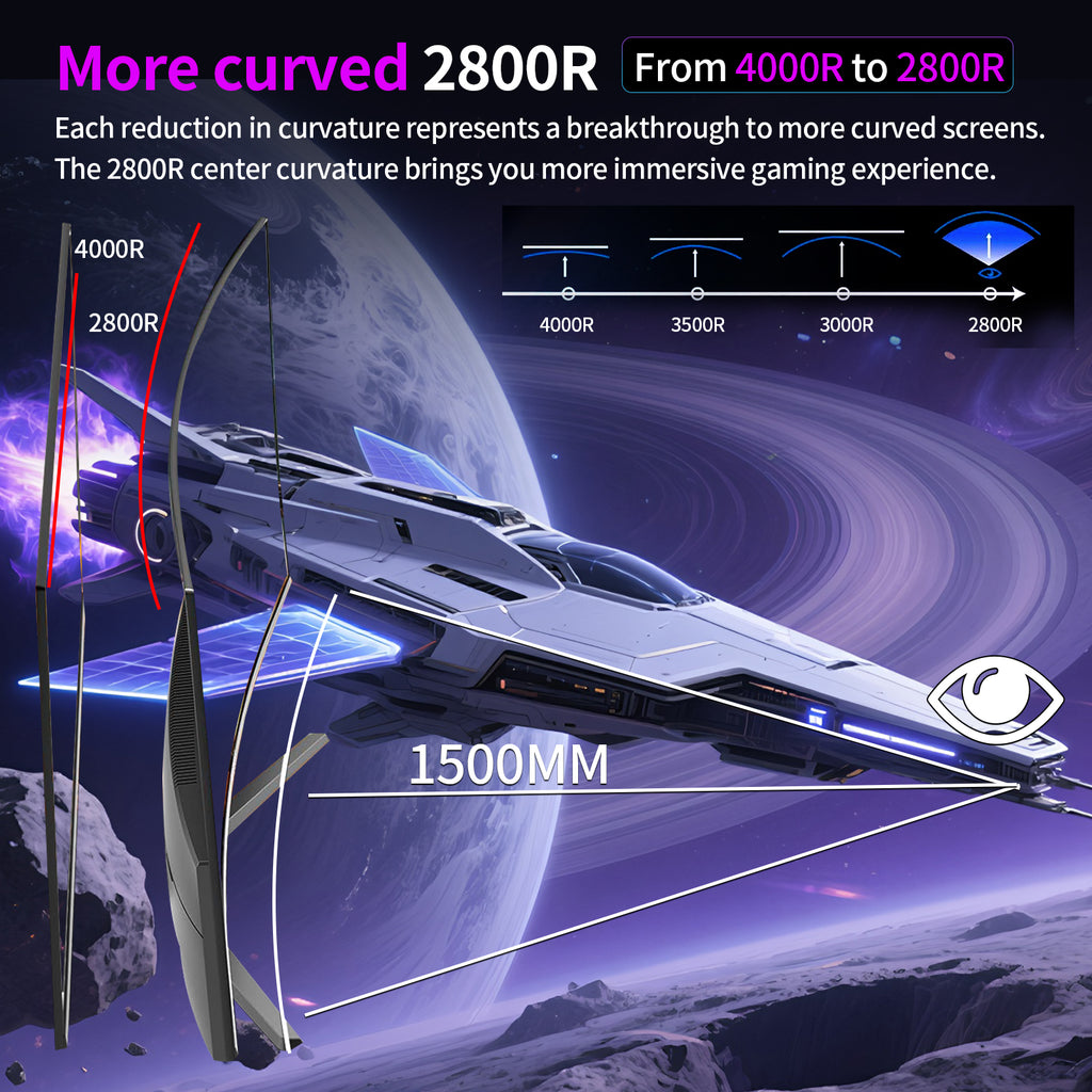 ZZA 24.5 inch Gaming Monitor 240Hz Curved Computer Monitor FHD 1080P, VA Panel with 1ms MPRT, FreeSync, HDMI DP, VESA Mount for Pc Gaming,PS5, and Home Office