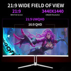 34'' Gaming Monitor-165Hz/180Hz WQHD (3440x1440P) Ultrawide 34 White Curved Monitor,FreeSync for Tear-Free Gaming,120% sRGB, HDMI 2.1 & DP 1.4,PBP Mode,Wall Mountable