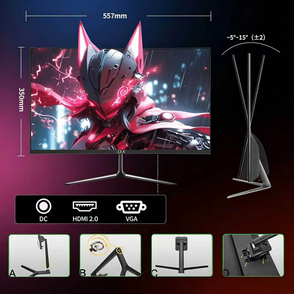 24.5" 120Hz Curved Gaming Monitor | FHD 1080P Frameless Design, FreeSync, Low Motion Blur, Eye Care Technology, DisplayPort & HDMI Connectivity, VESA Wall Mount Compatible - Black