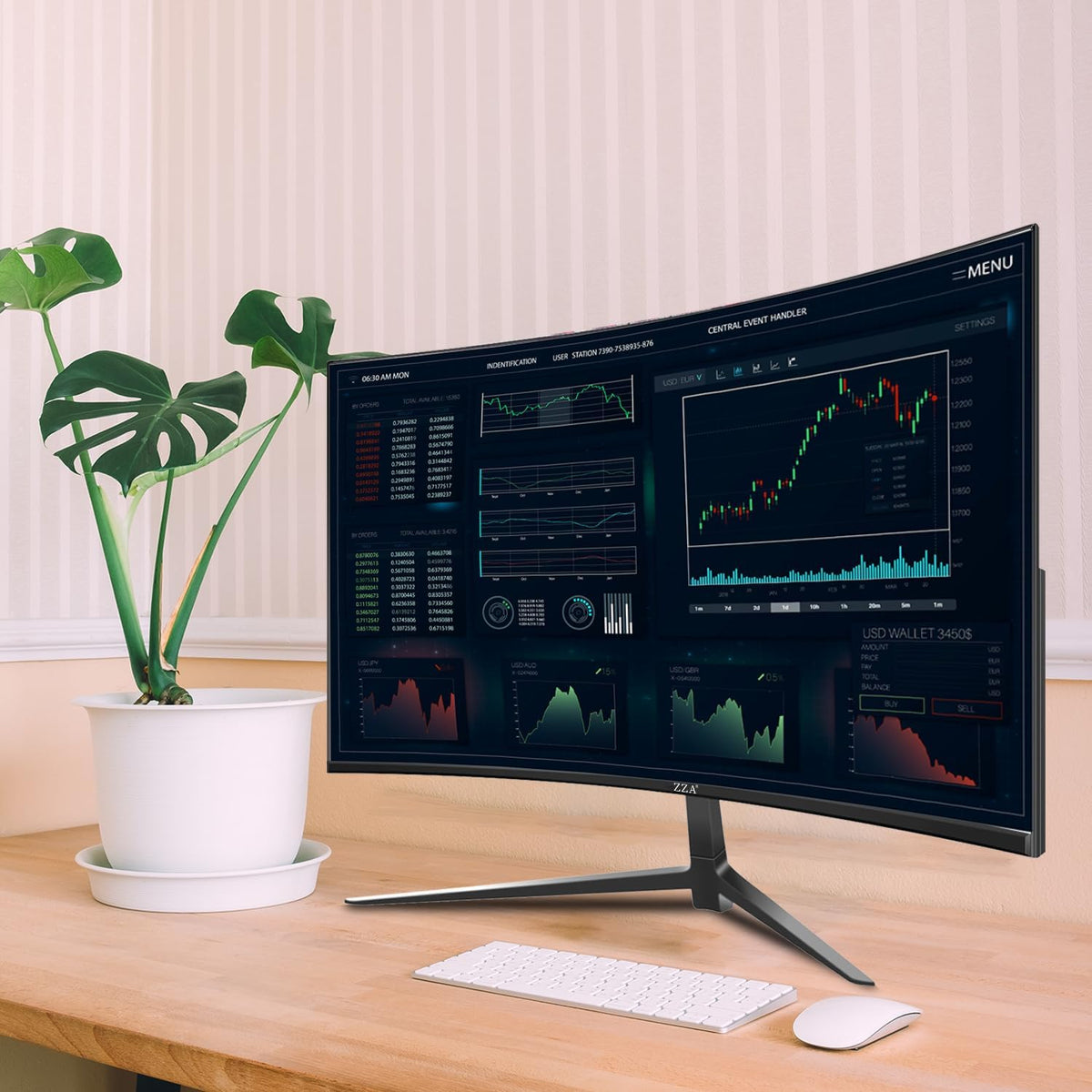ZZA 27 Inch Curved Gaming Monitor 200Hz, Full HD 1080P VA Panel Computer Monitor, 1ms Response Time, FreeSync, HDMI & DP Port, HDR, Frameless, VESA Mountable