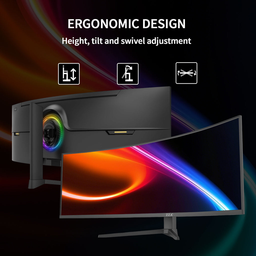 49 Curved Gaming Monitor | 5120x1440 Dual QHD, 165Hz/144Hz, 1500R, 32:9 Ultra-Wide, AMD FreeSync, 120% sRGB, Height Adjustable, HDMI 2.1 & DisplayPort 1.4, VESA Mount, Black