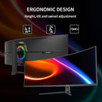 49 Curved Gaming Monitor | 5120x1440 Dual QHD, 165Hz/144Hz, 1500R, 32:9 Ultra-Wide, AMD FreeSync, 120% sRGB, Height Adjustable, HDMI 2.1 & DisplayPort 1.4, VESA Mount, Black