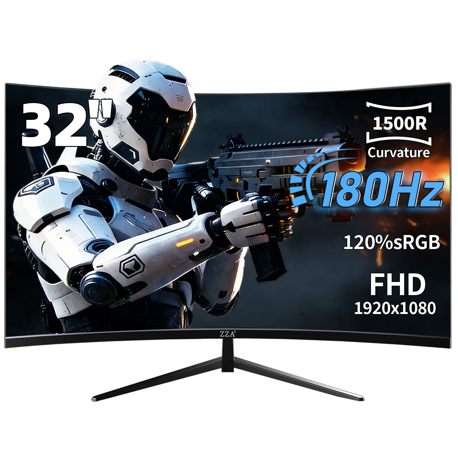 32" FHD 200Hz Curved Gaming Monitor, 1800R, AMD FreeSync, Black VA Screen, 120%sRGB Color, Blue Light Filter, HDMI/DP and Wall Mount Setup For PC Gaming, Computer Work, Movies and Streaming