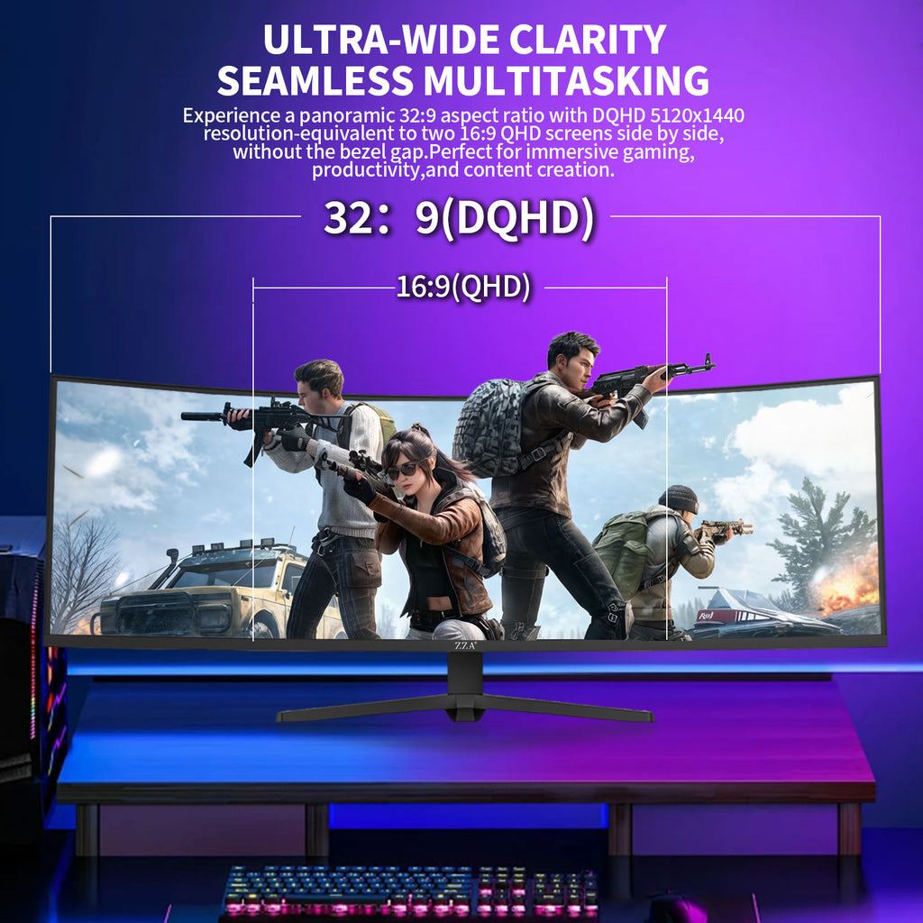 49 Curved Gaming Monitor | 5120x1440 Dual QHD, 165Hz/144Hz, 1500R, 32:9 Ultra-Wide, AMD FreeSync, 120% sRGB, Height Adjustable, HDMI 2.1 & DisplayPort 1.4, VESA Mount, Black