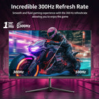 ZZA 24.5 Inch 300Hz 240Hz Gaming Monitor, FHD 1920x1080 VA Panel 1ms Computer Monitor, HDR Mode, Adaptive sync, FreeSync Compatible DP x2, HDMI x2, Ultra Thin Triangle Base, VESA 75mm x 75mm