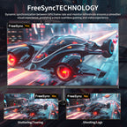 ZZA 24.5 Inch 300Hz 240Hz Gaming Monitor, FHD 1920x1080 VA Panel 1ms Computer Monitor, HDR Mode, Adaptive sync, FreeSync Compatible DP x2, HDMI x2, Ultra Thin Triangle Base, VESA 75mm x 75mm