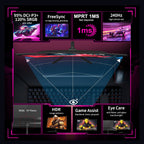 24 Inch Gaming Monitor 240Hz, FHD 1080P Computer Screen, FreeSync, 3000:1 Contrast, 120% sRGB, HDMI & DP Ports, VESA Mount, HDMI Cable Included