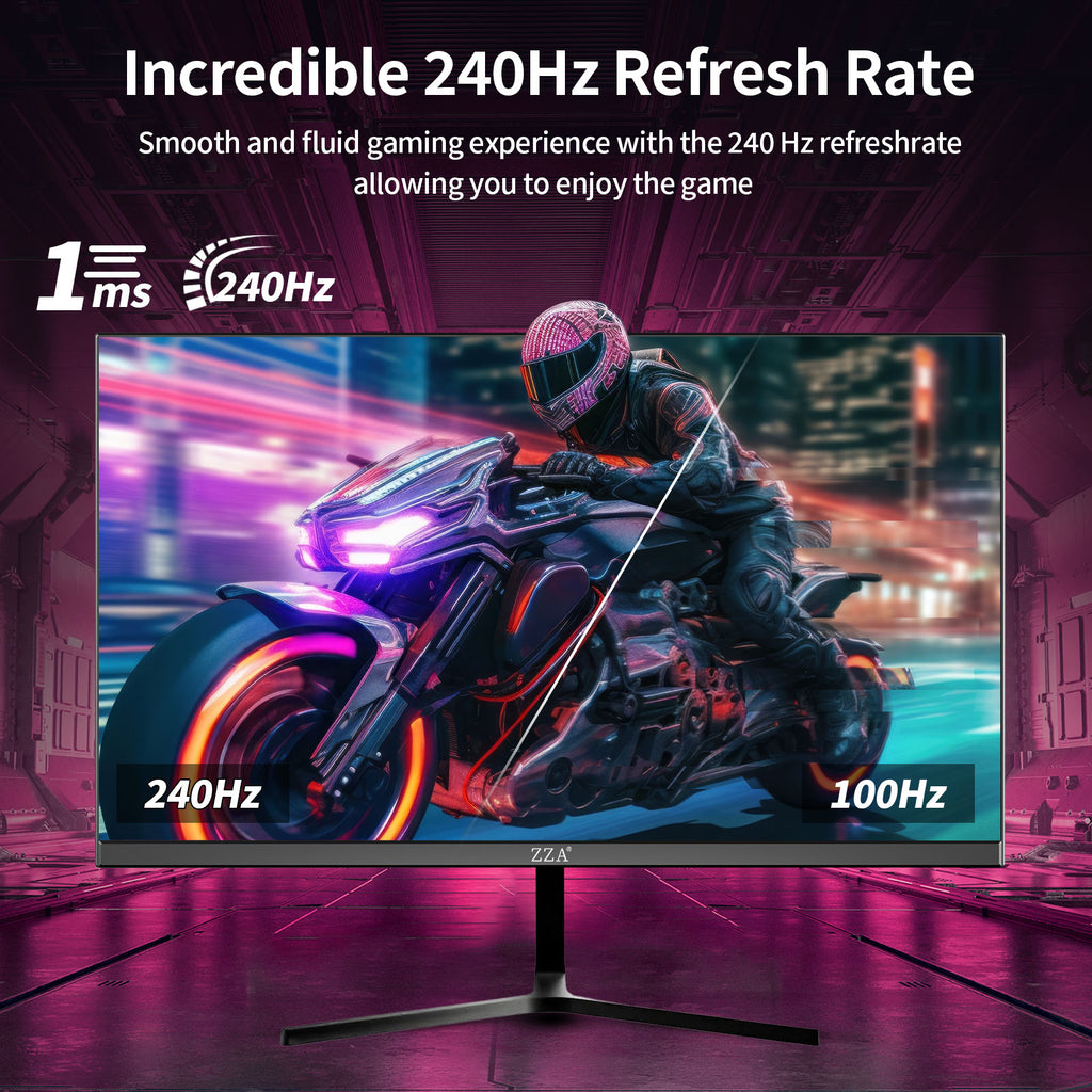 24 Inch Gaming Monitor 240Hz, FHD 1080P Computer Screen, FreeSync, 3000:1 Contrast, 120% sRGB, HDMI & DP Ports, VESA Mount, HDMI Cable Included