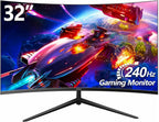 32 Inch Curved Gaming Monitor 240Hz Curved Monitor Computer Monitor-HDMI DP USB Headphone Ports,1080p 1K FHD Ultra Slim Curved Screen with Wide Angle,High Refresh Rate Immersive PS5 Xbox PC Gaming