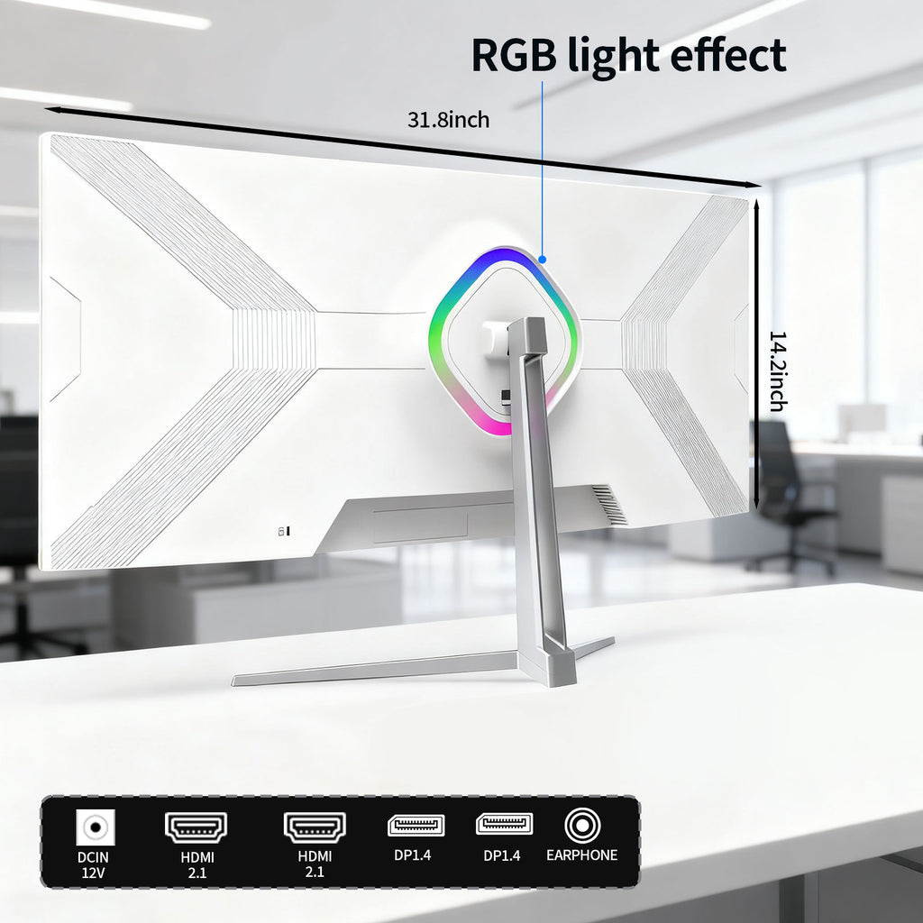 34'' Gaming Monitor-165Hz/180Hz WQHD (3440x1440P) Ultrawide 34 White Curved Monitor,FreeSync for Tear-Free Gaming,120% sRGB, HDMI 2.1 & DP 1.4,PBP Mode,Wall Mountable