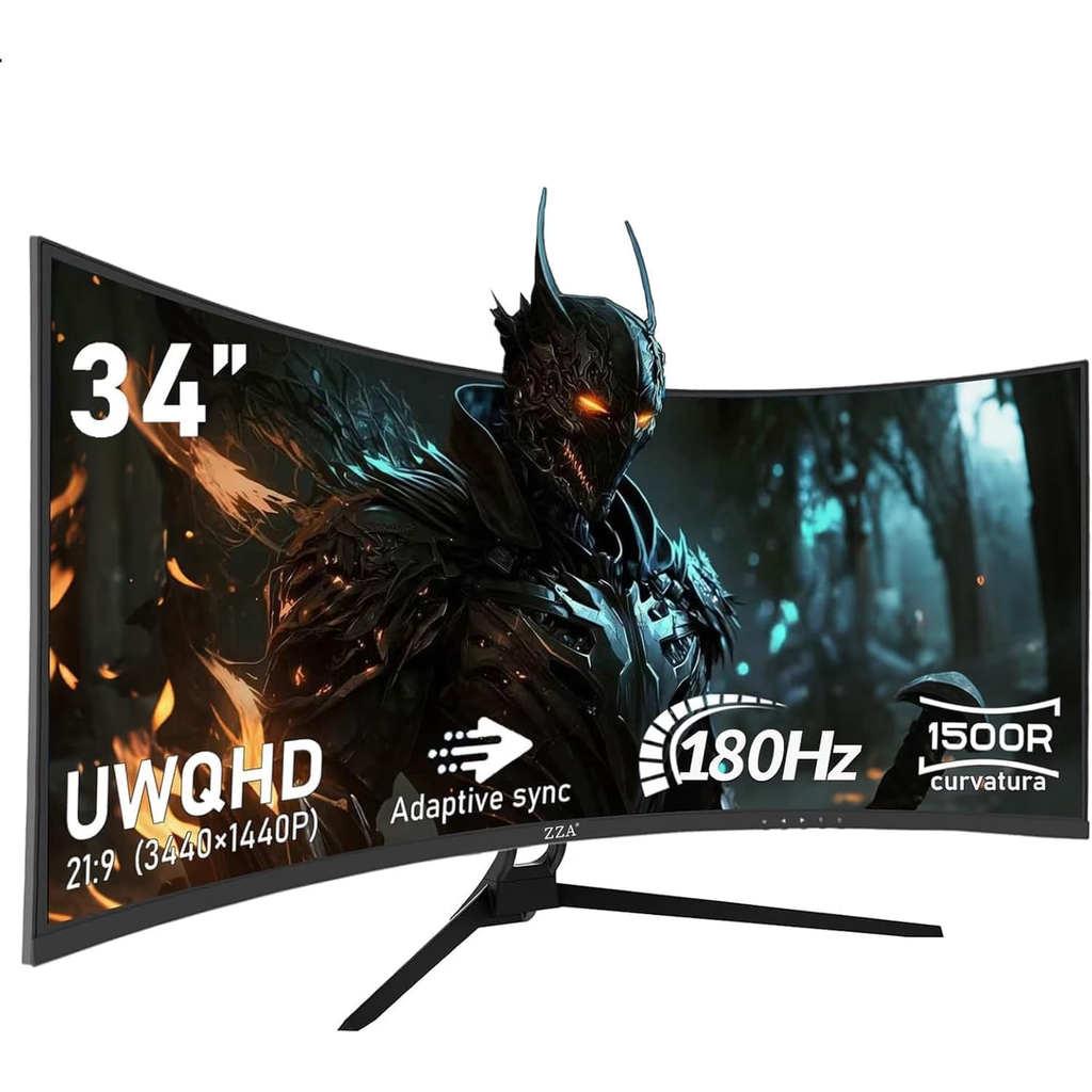 34'' Gaming Monitor-165Hz/180Hz WQHD (3440x1440P) Ultrawide 34 White Curved Monitor,FreeSync for Tear-Free Gaming,120% sRGB, HDMI 2.1 & DP 1.4,PBP Mode,Wall Mountable