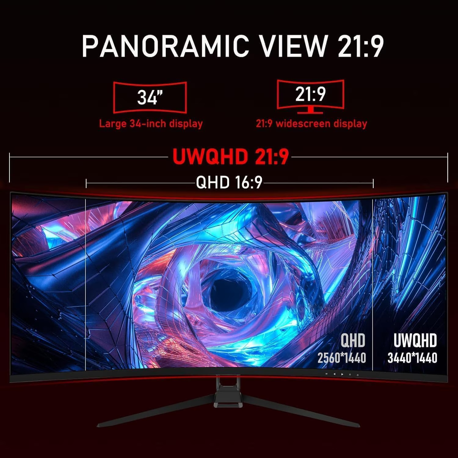 34'' Gaming Monitor-165Hz/180Hz WQHD (3440x1440P) Ultrawide 34 White Curved Monitor,FreeSync for Tear-Free Gaming,120% sRGB, HDMI 2.1 & DP 1.4,PBP Mode,Wall Mountable