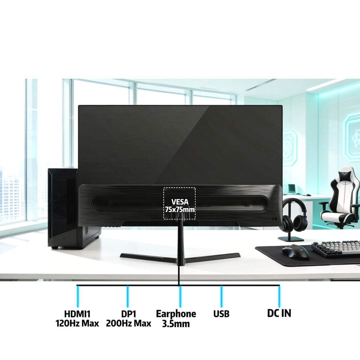 24 Inch Gaming Monitor 200Hz, FHD 1080P Computer Screen, FreeSync, 3000:1 Contrast, 120% sRGB, HDMI & DP Ports, VESA Mount, HDMI Cable Included